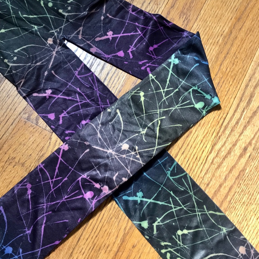 Neon paint splatter print opaque tights. New!  S/M - Picture 3 of 7